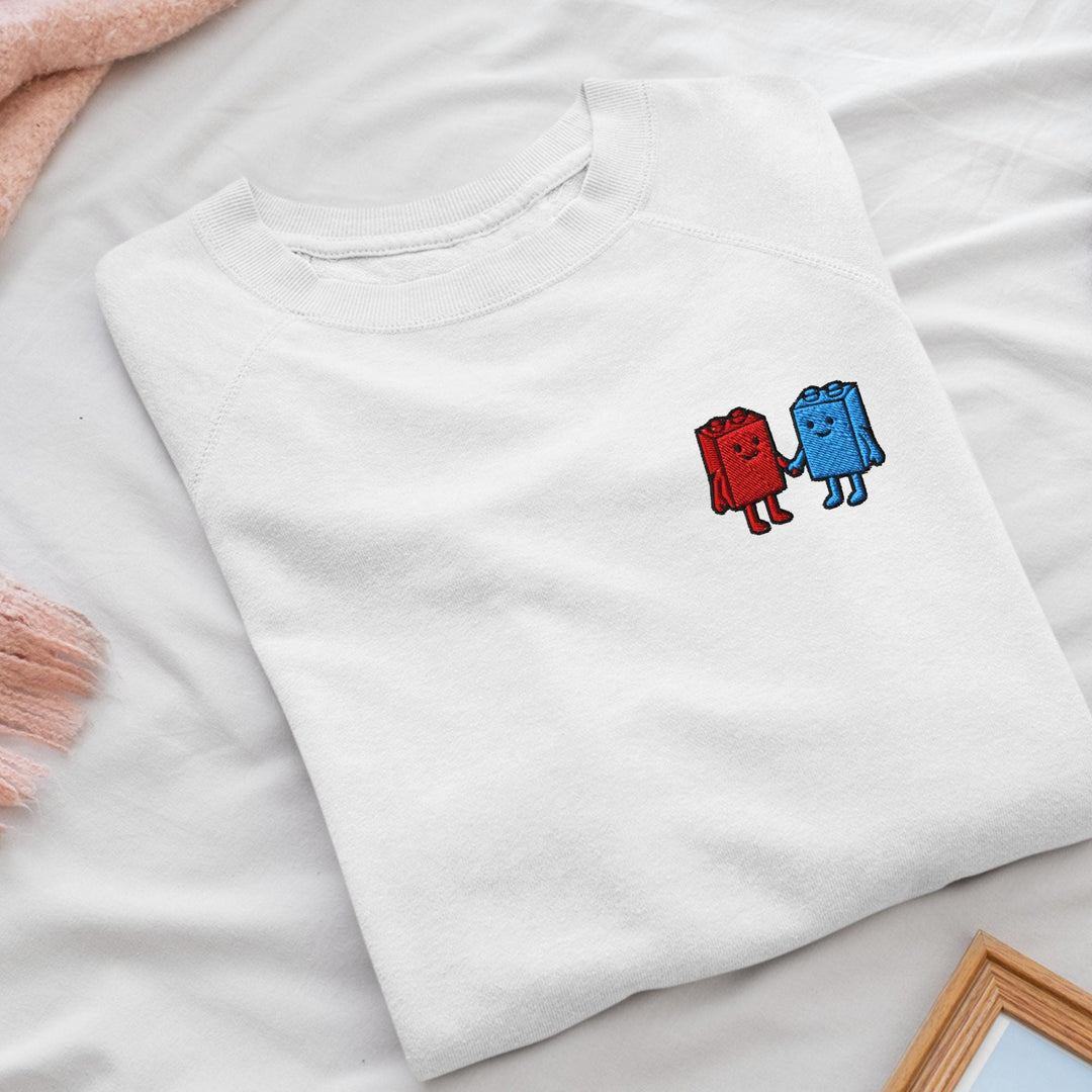 Best Friend Toy Blocks Embroidered Crewneck Sweatshirt: Cotton Blend, Unisex Fit