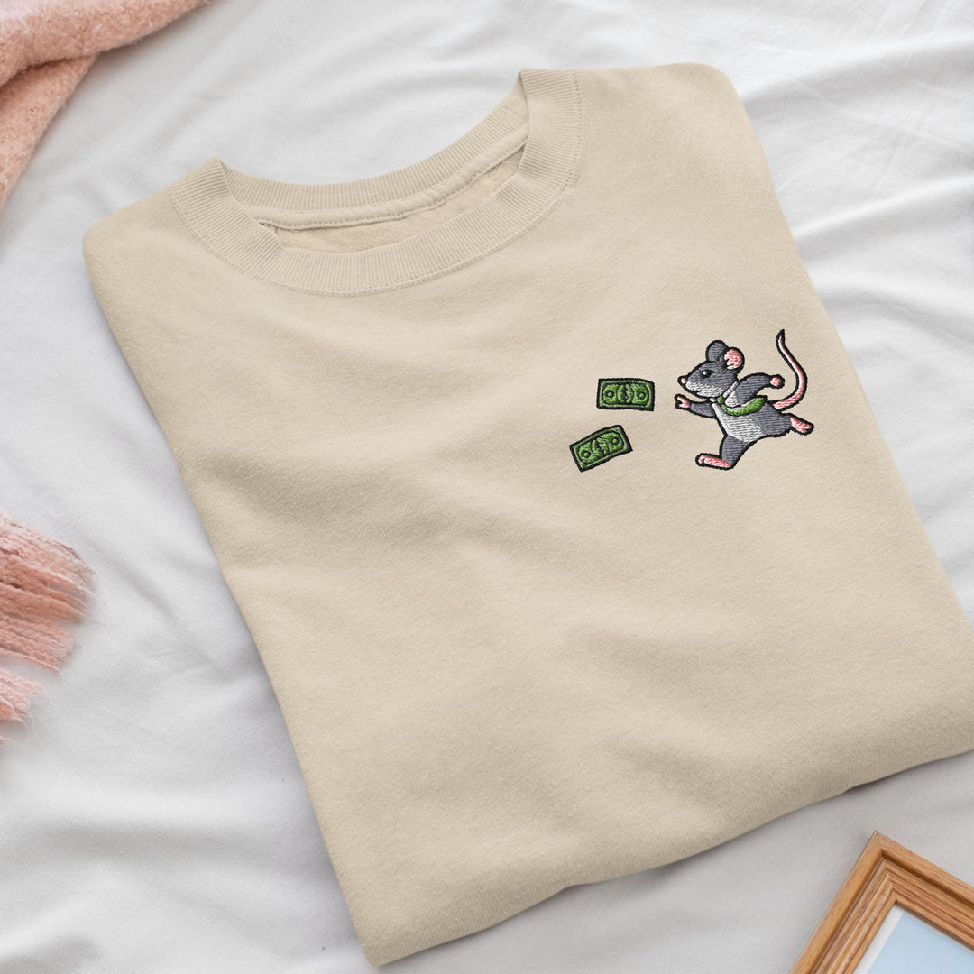 Rat Race Embroidered Crewneck Sweatshirt: Cotton Blend, Unisex Fit