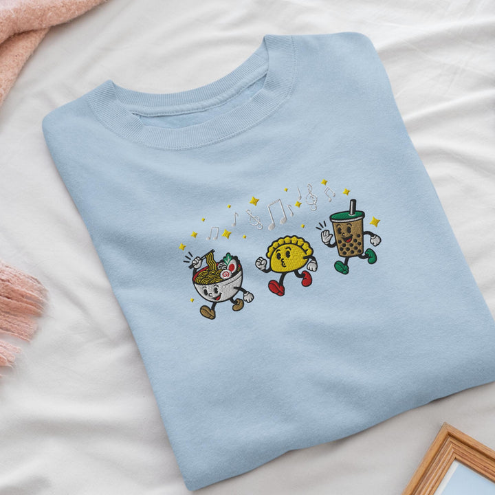 Ramen, Dumpling &amp; Boba Parade Embroidered Crewneck Sweatshirt: Cotton Blend, Unisex Fit