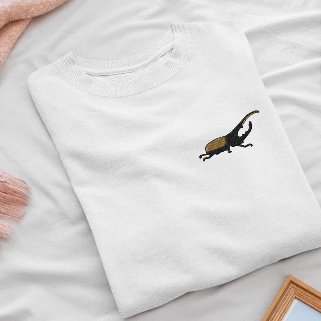 Hercules Beetle Embroidered Crewneck Sweatshirt: Cotton Blend, Unisex Fit