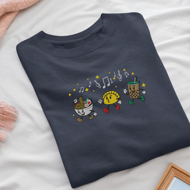 Ramen, Dumpling &amp; Boba Parade Embroidered Crewneck Sweatshirt: Cotton Blend, Unisex Fit