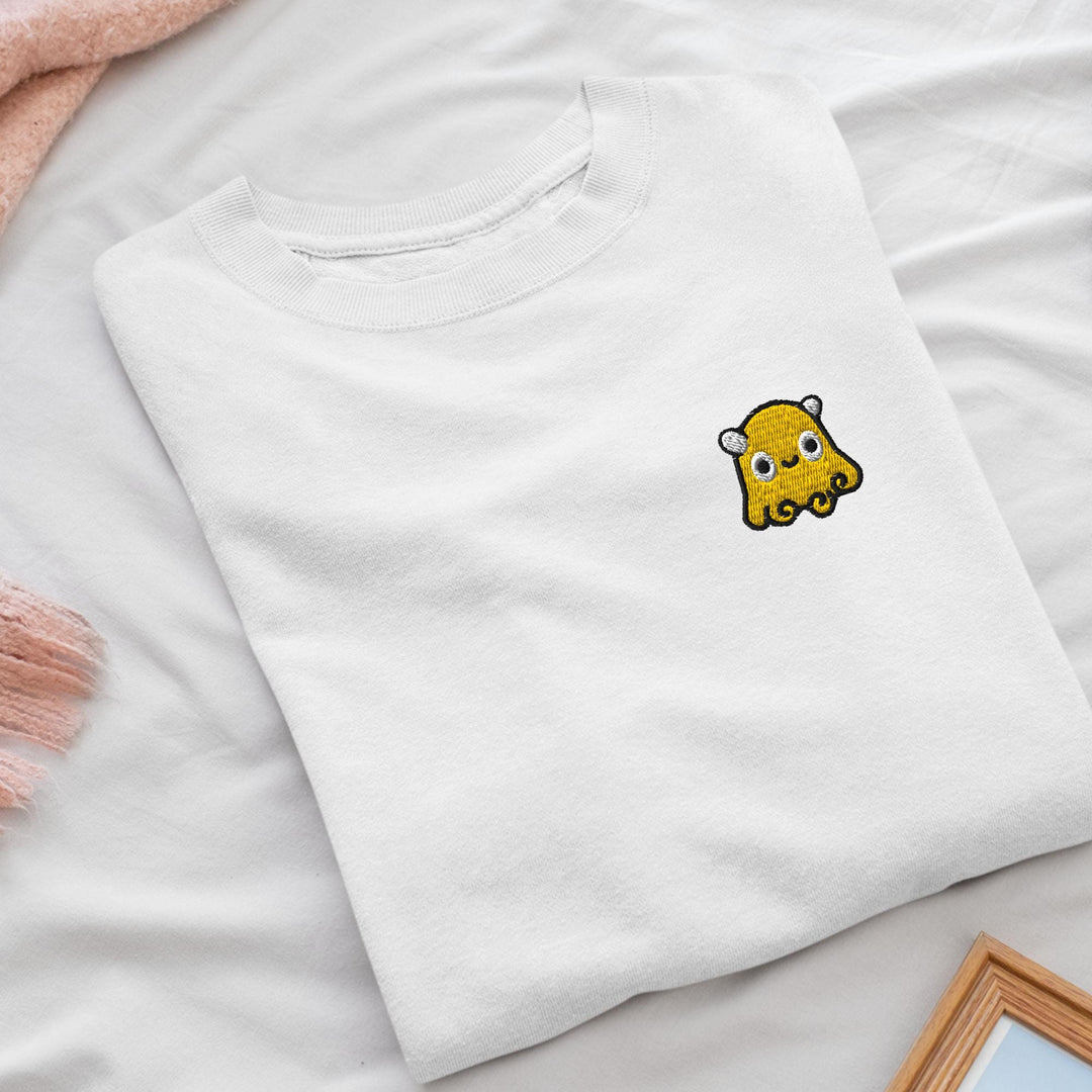 Dumbo Octopus Embroidered Crewneck Sweatshirt: Cotton Blend, Unisex Fit
