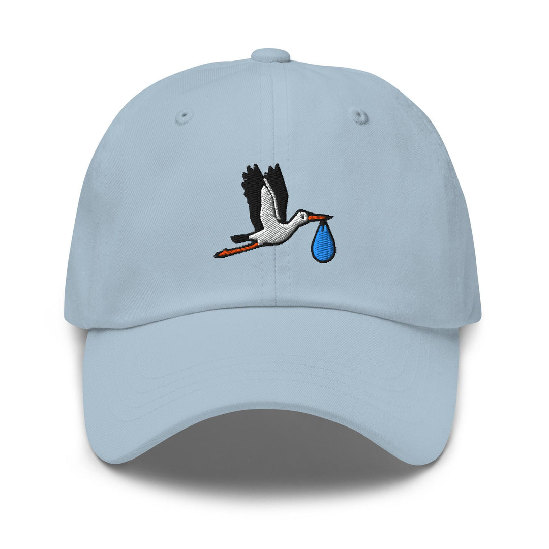 Flying Stork with Baby Bundle Embroidered Dad Cap: Chino Cotton Twill Adjustable Unisex Hat