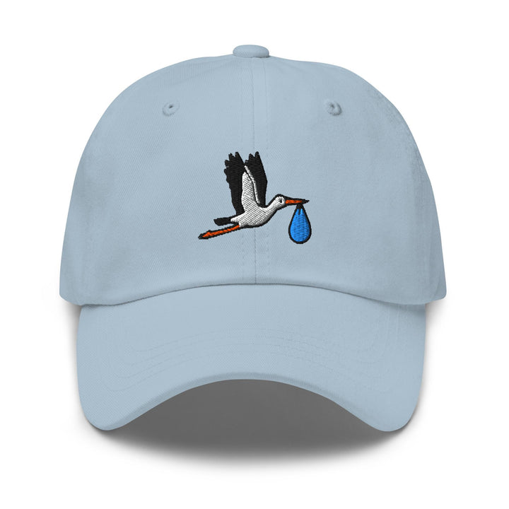 Flying Stork with Baby Bundle Embroidered Dad Cap: Chino Cotton Twill Adjustable Unisex Hat