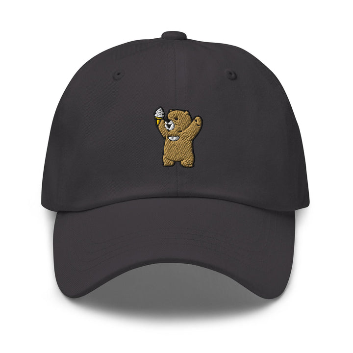 Cheerful Ice Cream Bear Embroidered Dad Cap: Chino Cotton Twill Adjustable Unisex Hat