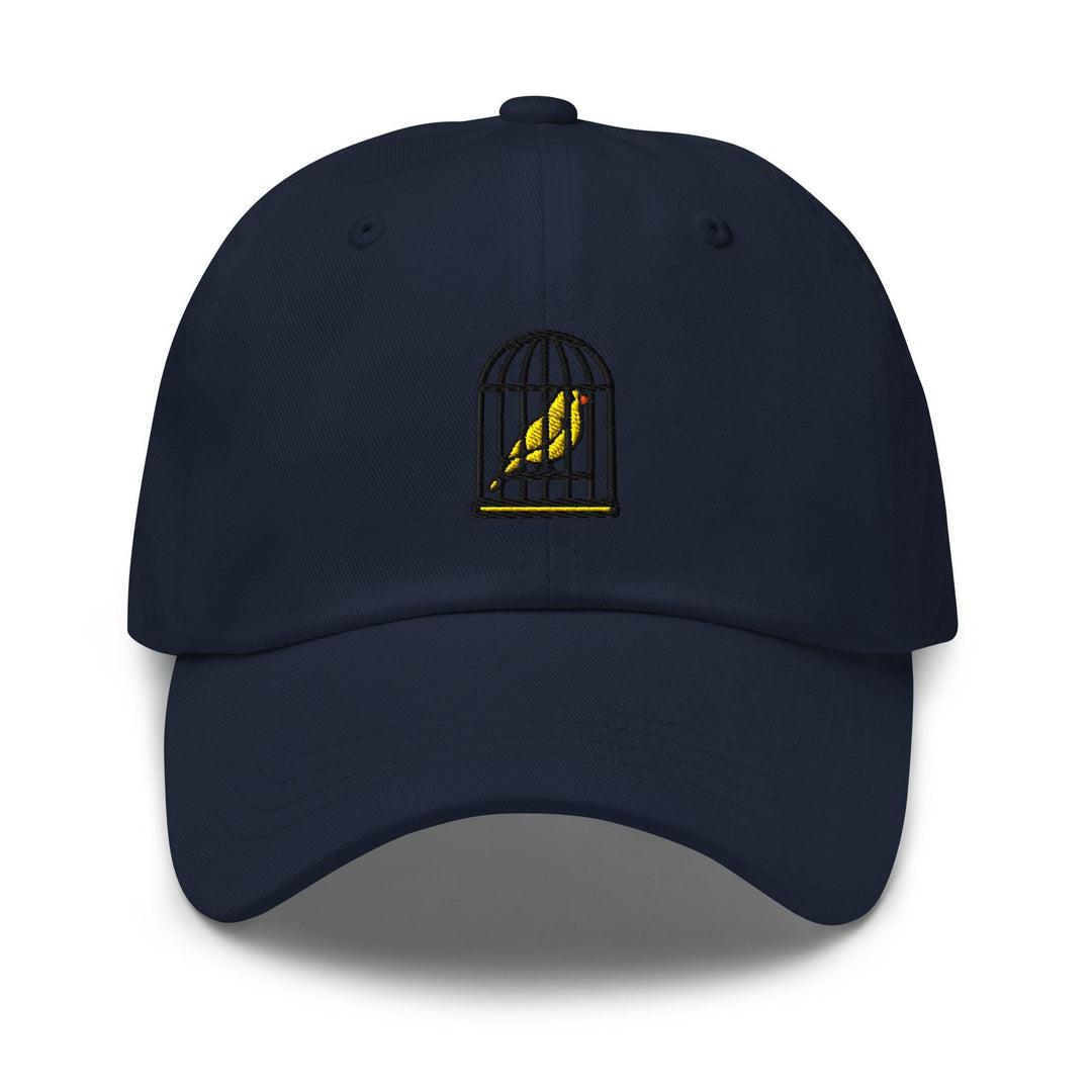 Canary in a Cage Embroidered Dad Cap: Chino Cotton Twill Adjustable Unisex Hat