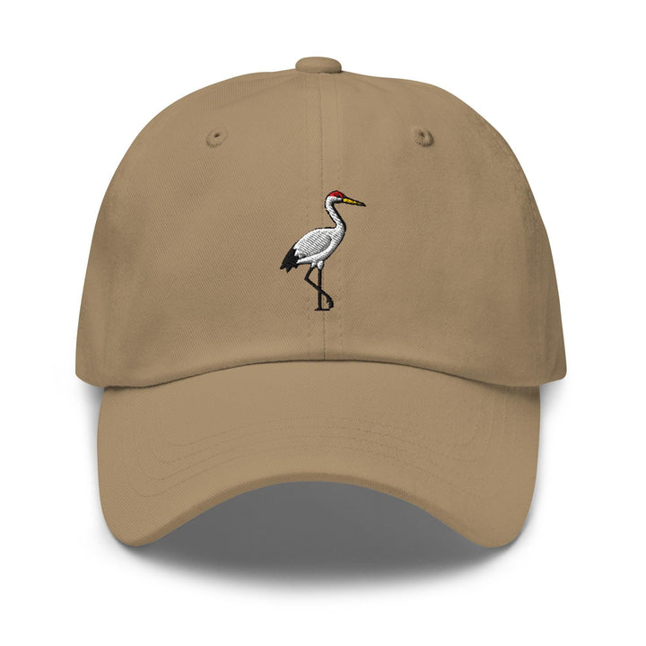 Crane Bird Embroidered Dad Cap: Chino Cotton Twill Adjustable Unisex Hat