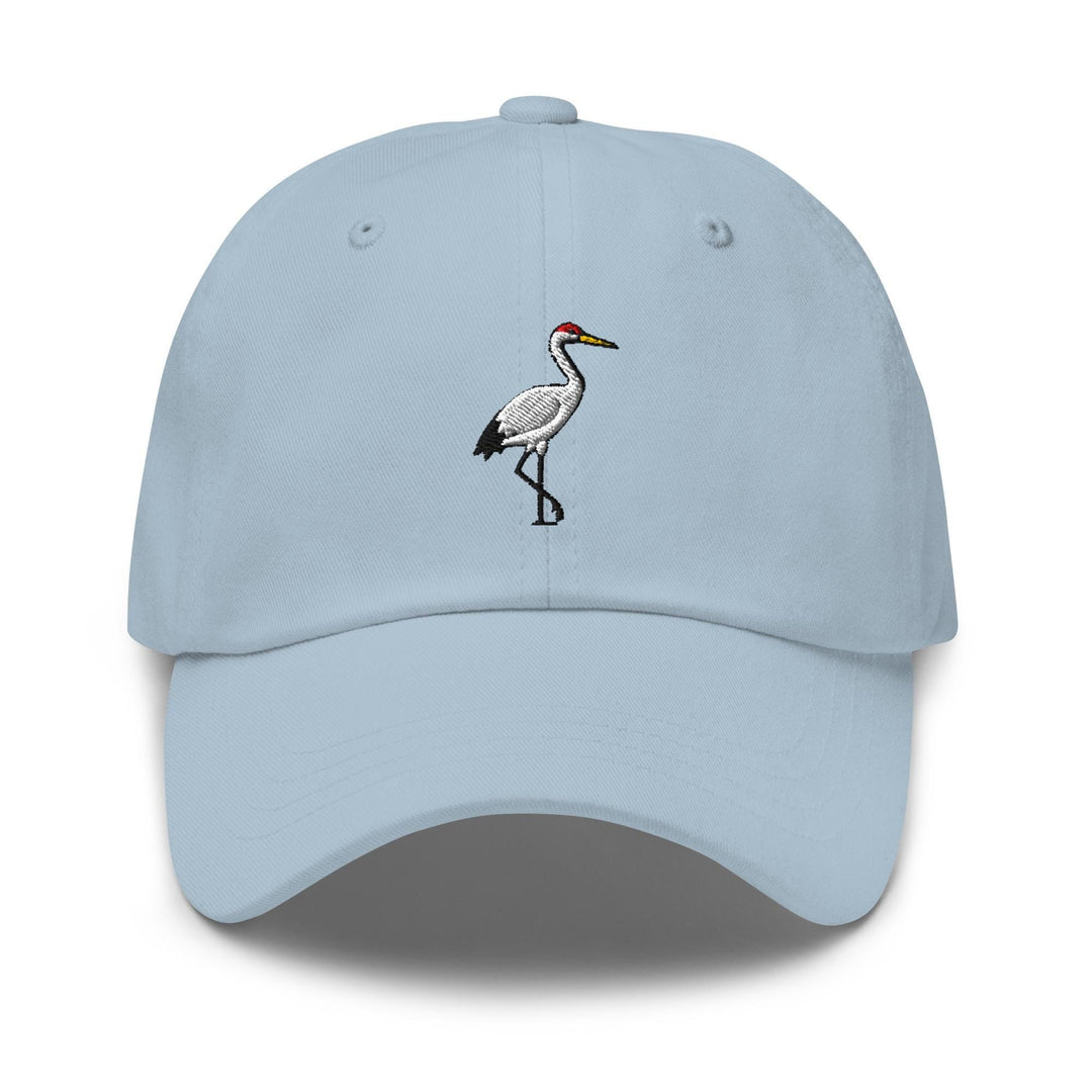 Crane Bird Embroidered Dad Cap: Chino Cotton Twill Adjustable Unisex Hat