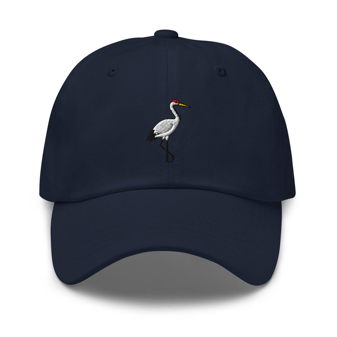 Crane Bird Embroidered Dad Cap: Chino Cotton Twill Adjustable Unisex Hat