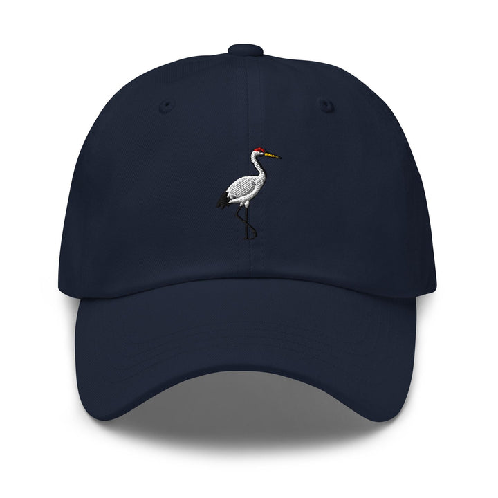 Crane Bird Embroidered Dad Cap: Chino Cotton Twill Adjustable Unisex Hat