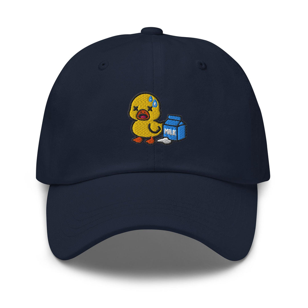 Lactose Intolerant Duck Embroidered Dad Cap: Chino Cotton Twill Adjustable Unisex Hat