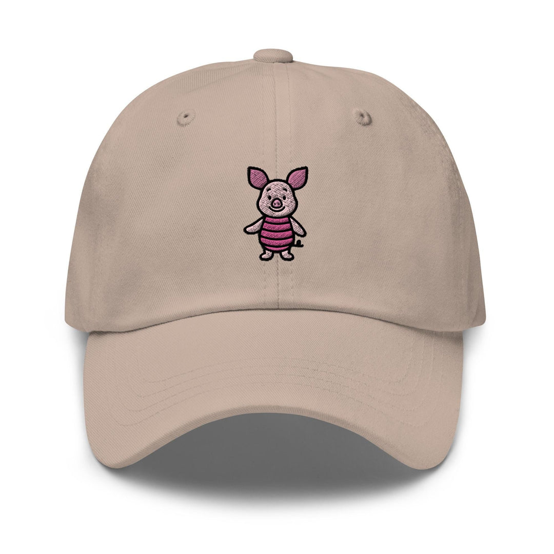 Oinkie Shy Little Pig Embroidered Dad Cap: Chino Cotton Twill Adjustable Unisex Hat