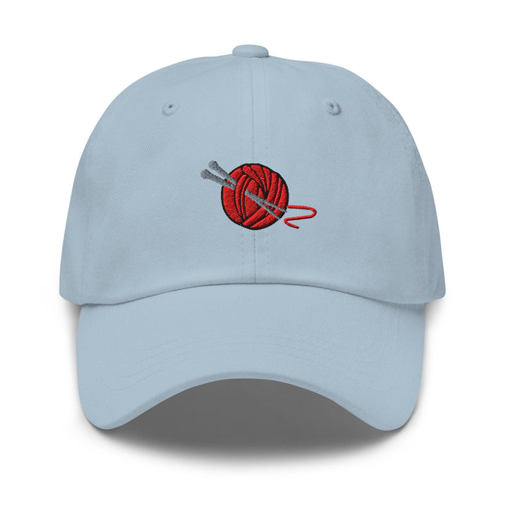 Knitting Needle and Yarn Embroidered Dad Cap: Chino Cotton Twill Adjustable Unisex Hat