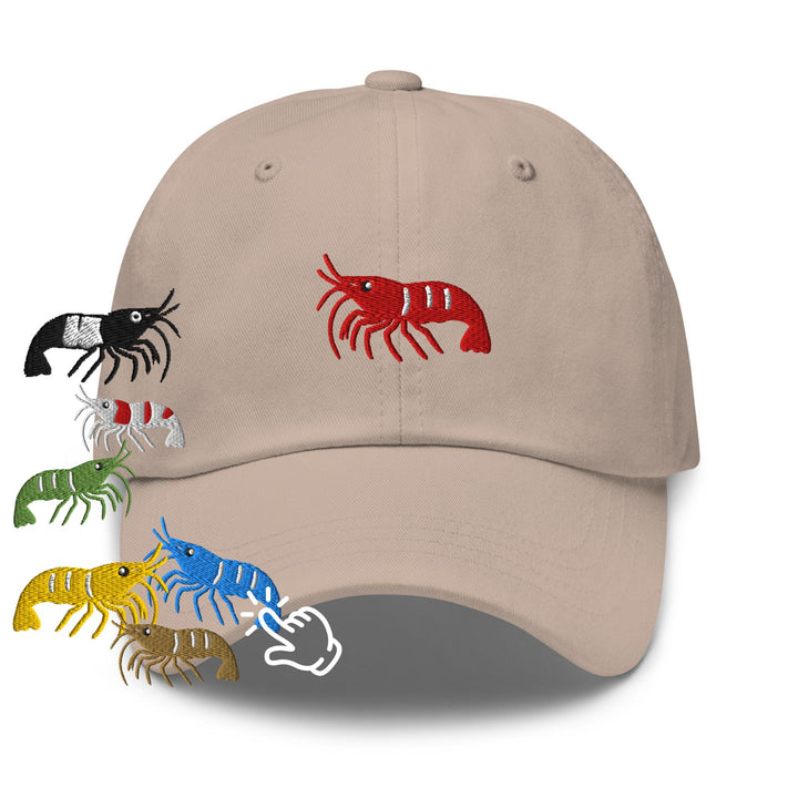 Cherry Shrimp Embroidered Dad Cap: Chino Cotton Twill, Adjustable Unisex Hat