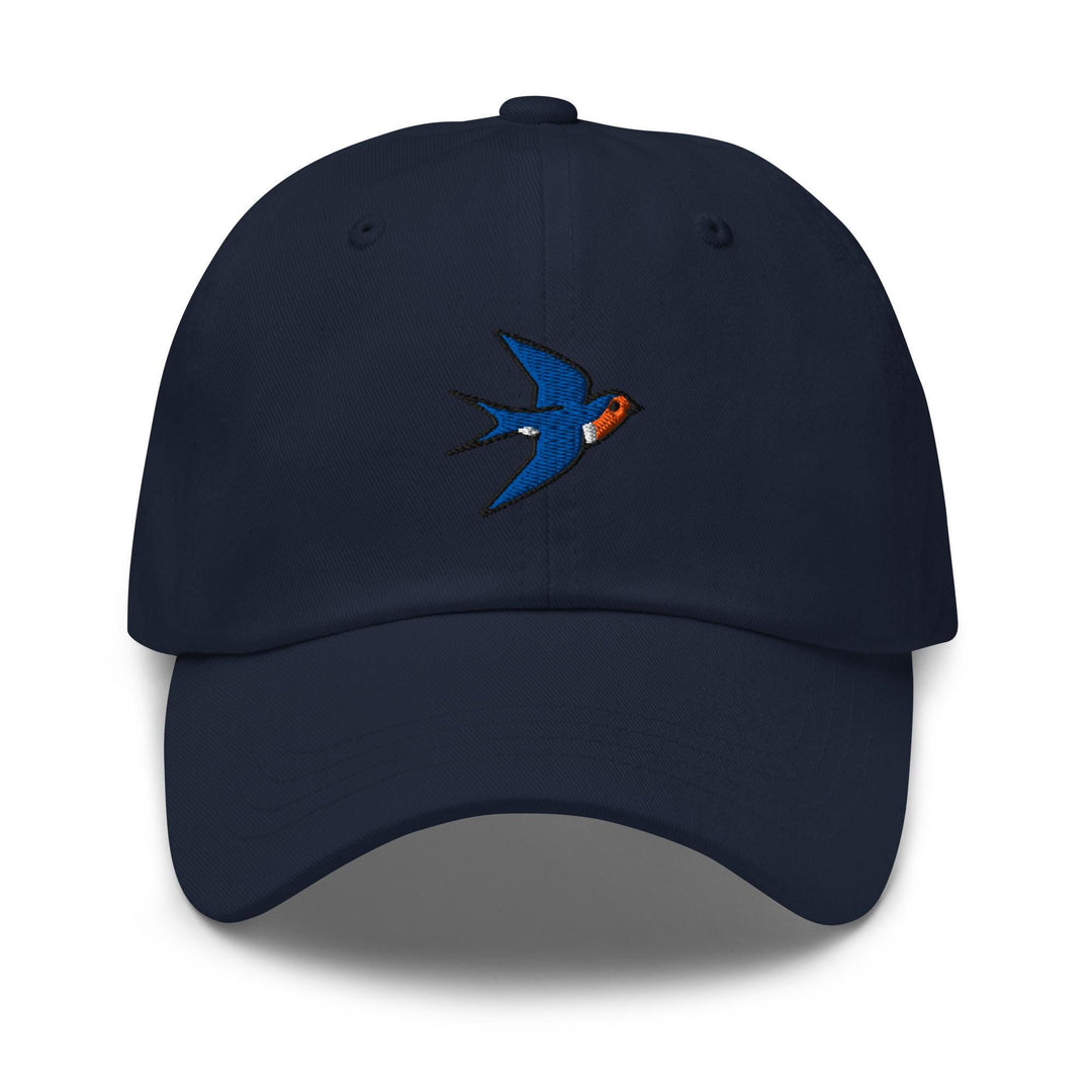 Swallow Bird Embroidered Dad Cap: Chino Cotton Twill Adjustable Unisex Hat