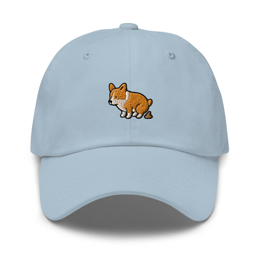 Corgi Pooping Embroidered Dad Cap: Chino Cotton Twill Adjustable Unisex Hat