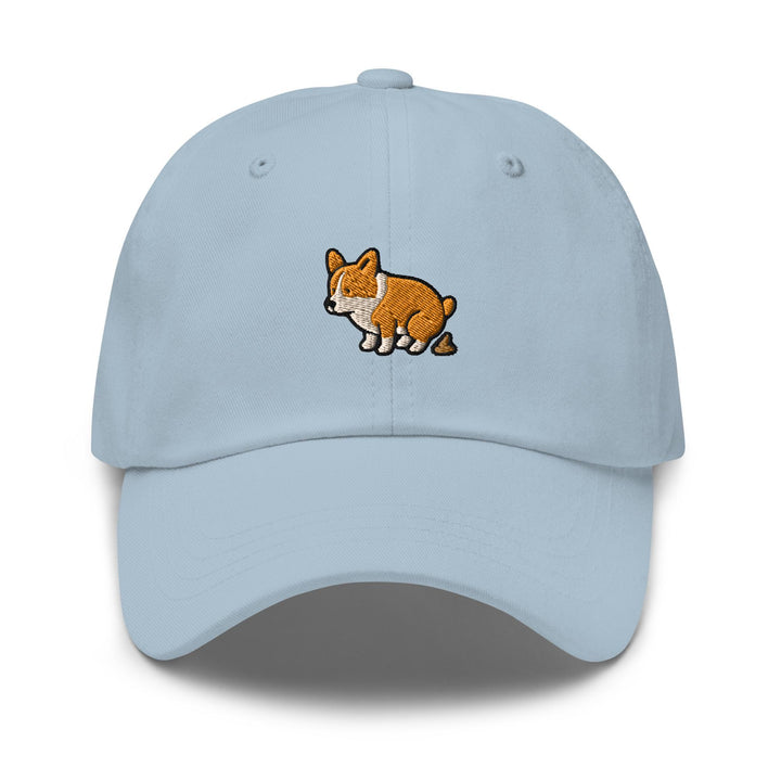 Corgi Pooping Embroidered Dad Cap: Chino Cotton Twill Adjustable Unisex Hat