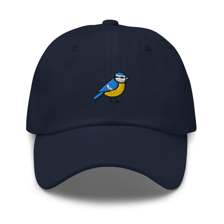 Eurasian Blue Tit Embroidered Dad Cap: Chino Cotton Twill Adjustable Unisex Hat