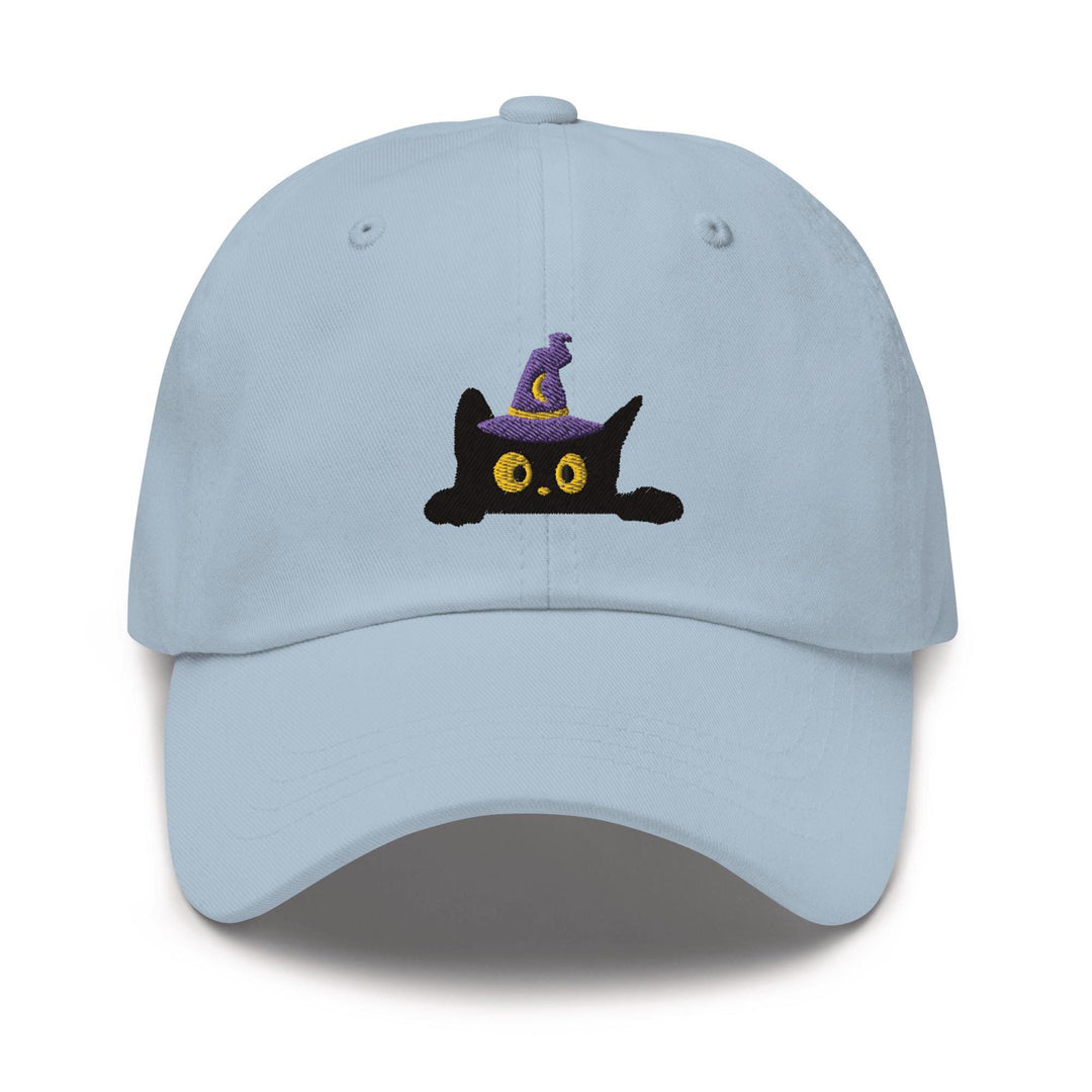 Black Wizard Cat Embroidered Dad Cap: Chino Cotton Twill Adjustable Unisex Hat