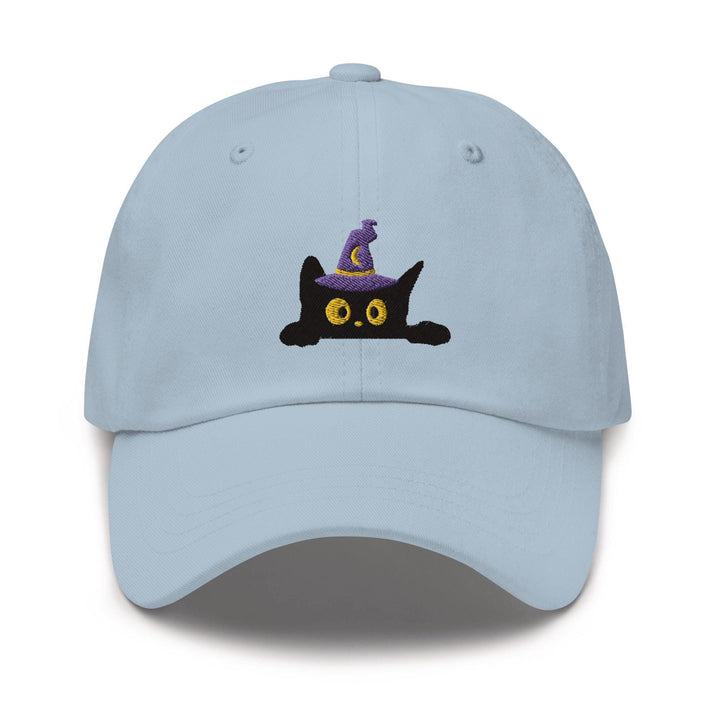 Black Wizard Cat Embroidered Dad Cap: Chino Cotton Twill Adjustable Unisex Hat