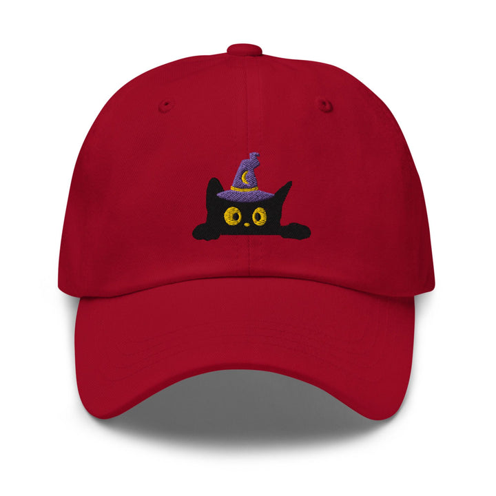 Black Wizard Cat Embroidered Dad Cap: Chino Cotton Twill Adjustable Unisex Hat