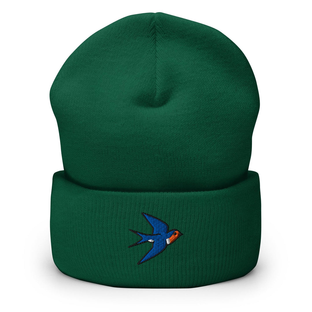 Swallow Bird Embroidered Cuffed Beanie: Cozy Unisex Winter Cap