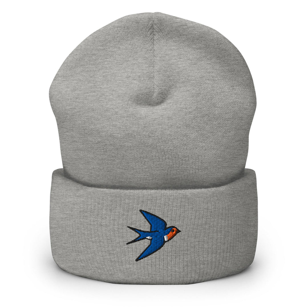 Swallow Bird Embroidered Cuffed Beanie: Cozy Unisex Winter Cap