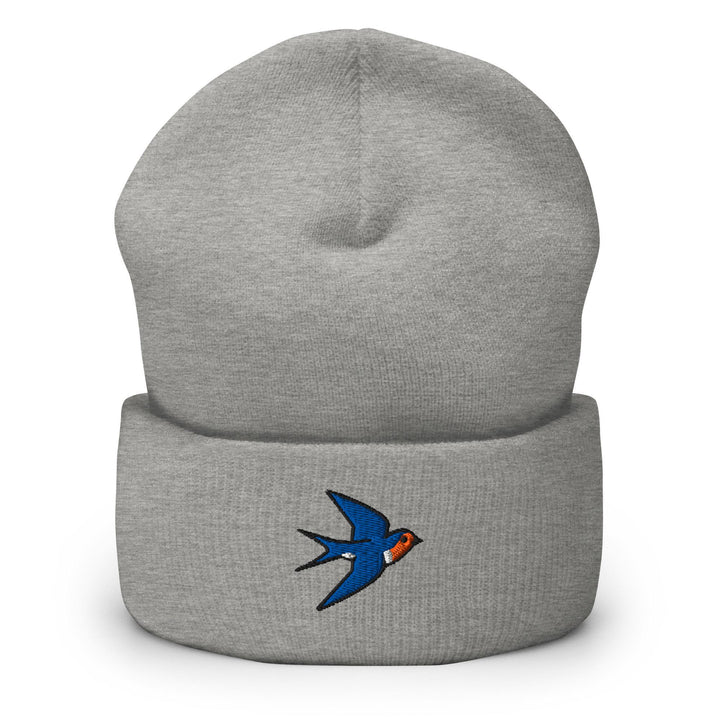 Swallow Bird Embroidered Cuffed Beanie: Cozy Unisex Winter Cap