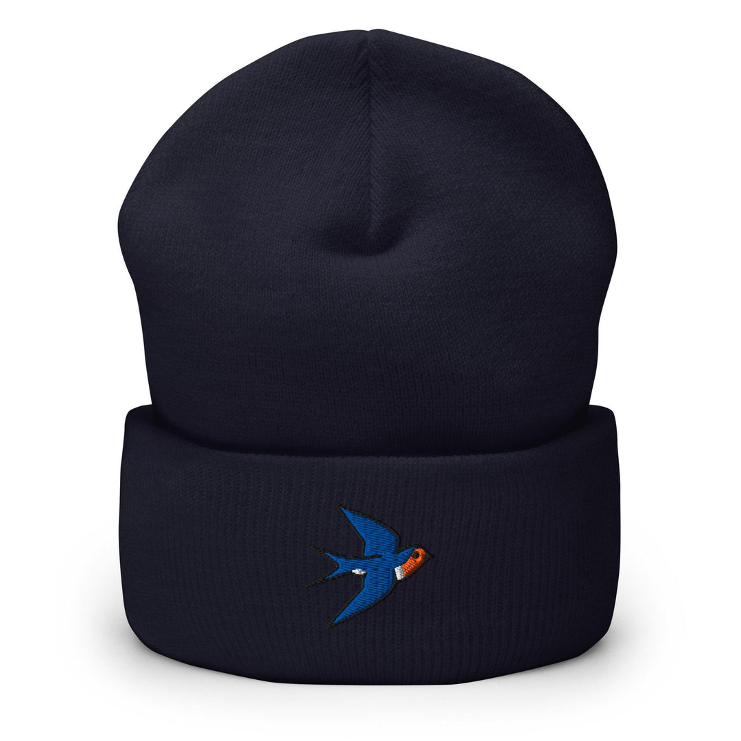 Swallow Bird Embroidered Cuffed Beanie: Cozy Unisex Winter Cap