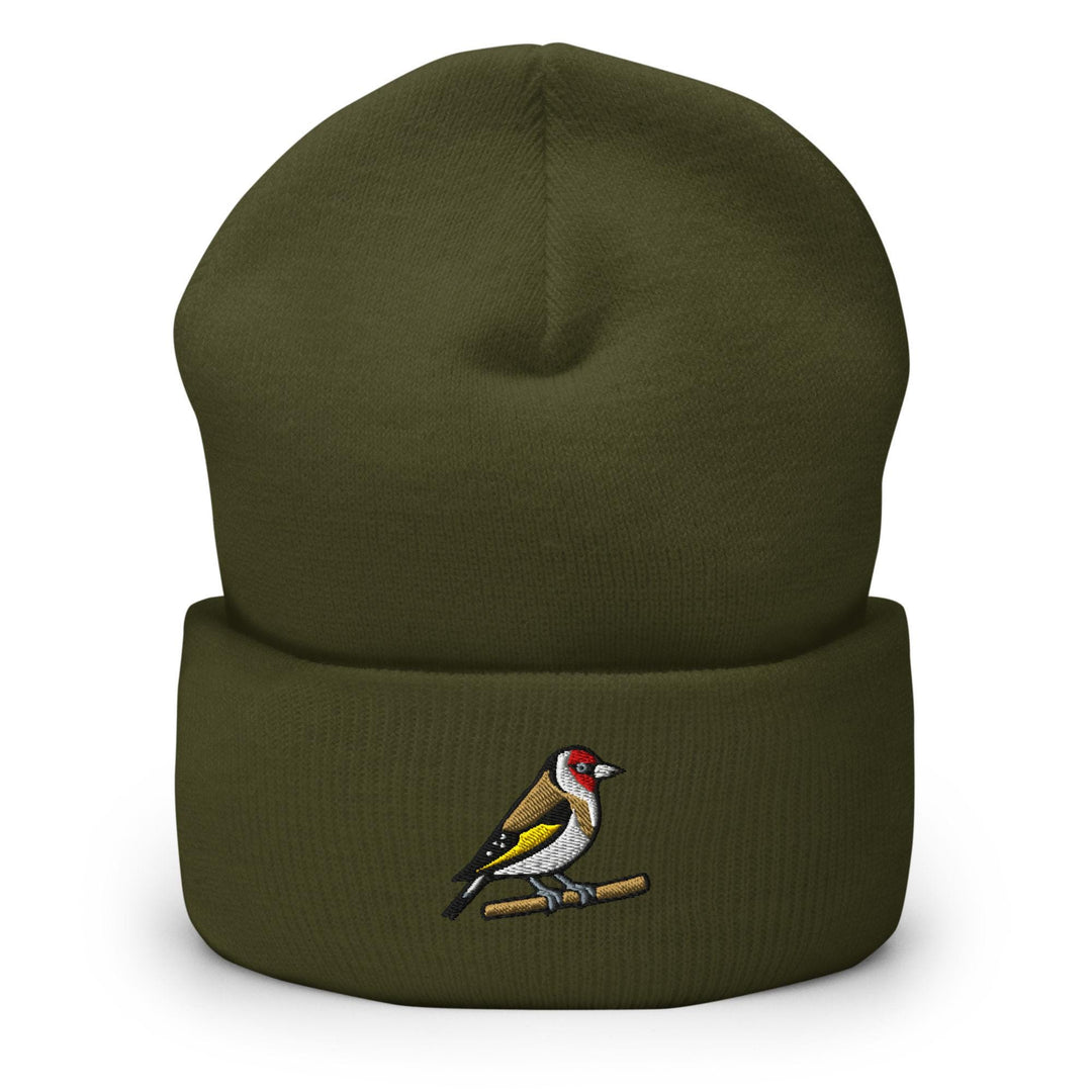 European Goldfinch Embroidered Cuffed Beanie: Cozy Unisex Winter Cap