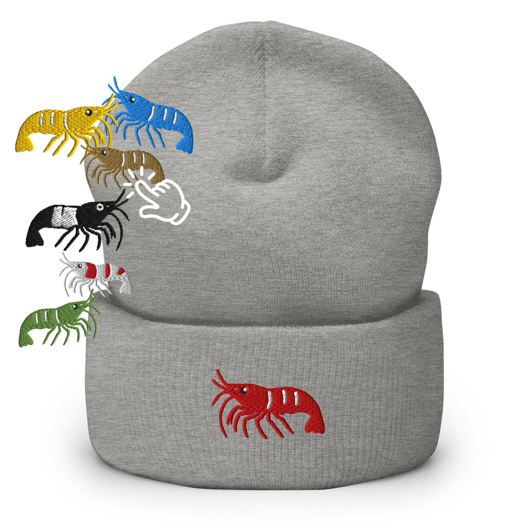 Cherry Shrimp Neocaridina davidi Embroidered Cuffed Beanie: Cozy Unisex Winter Cap