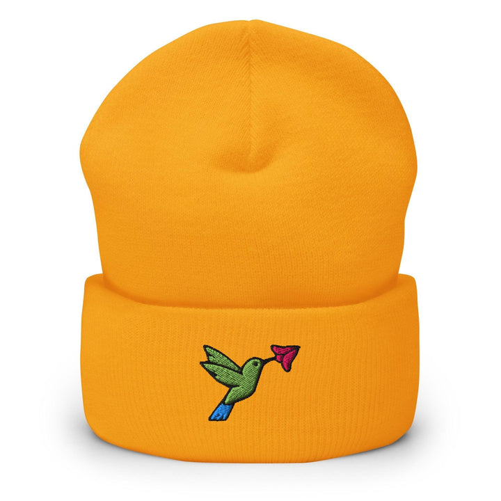 Hummingbird Embroidered Cuffed Beanie: Cozy Unisex Winter Cap