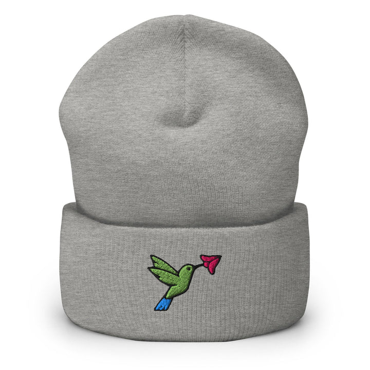 Hummingbird Embroidered Cuffed Beanie: Cozy Unisex Winter Cap