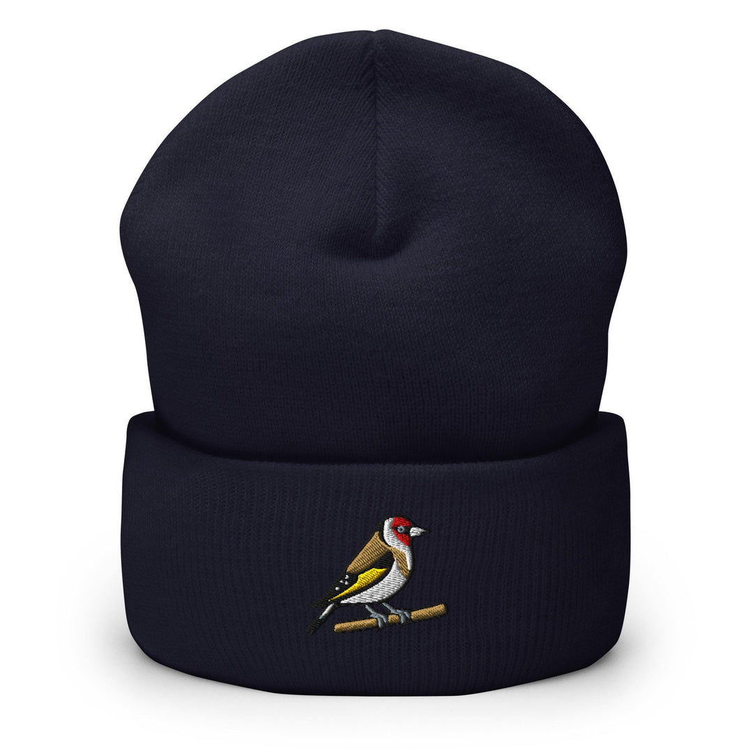 European Goldfinch Embroidered Cuffed Beanie: Cozy Unisex Winter Cap