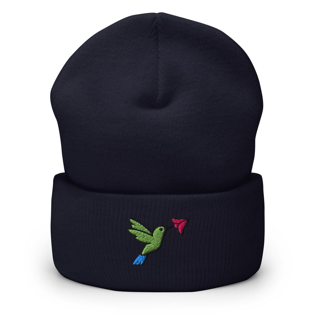 Hummingbird Embroidered Cuffed Beanie: Cozy Unisex Winter Cap