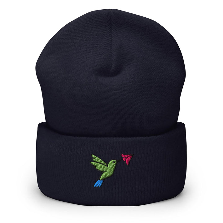 Hummingbird Embroidered Cuffed Beanie: Cozy Unisex Winter Cap