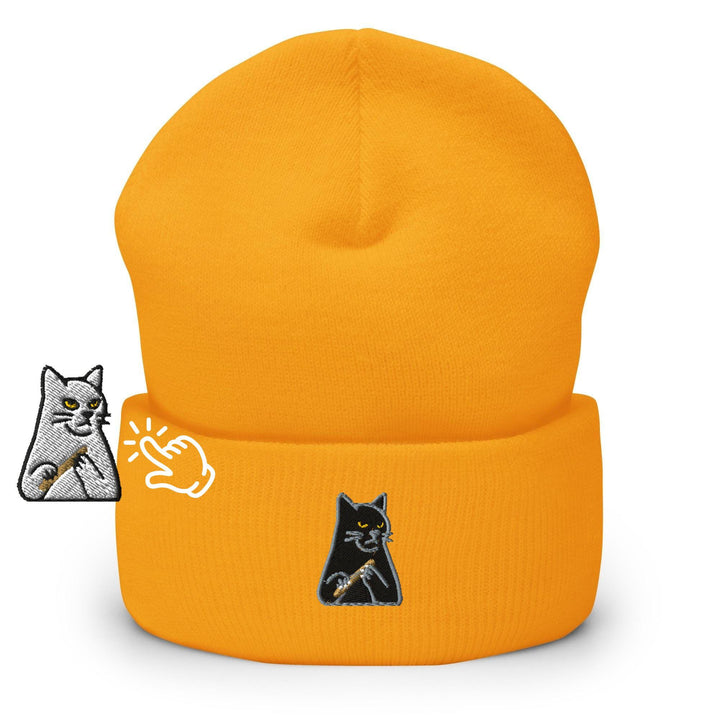 Mr. Pickles Sassy Cat Embroidered Cuffed Beanie: Cozy Unisex Winter Cap