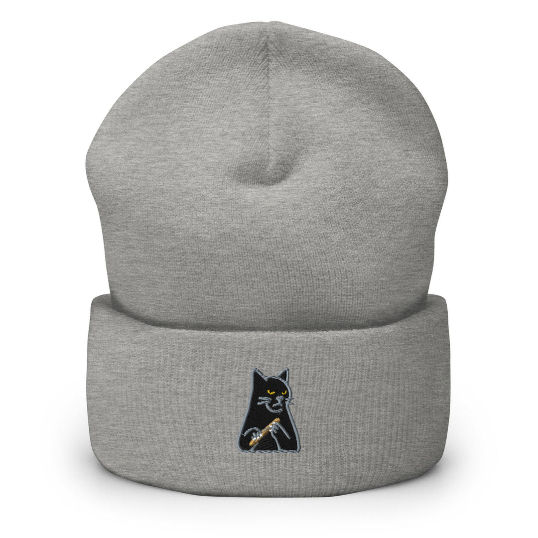 Mr. Pickles Sassy Cat Embroidered Cuffed Beanie: Cozy Unisex Winter Cap