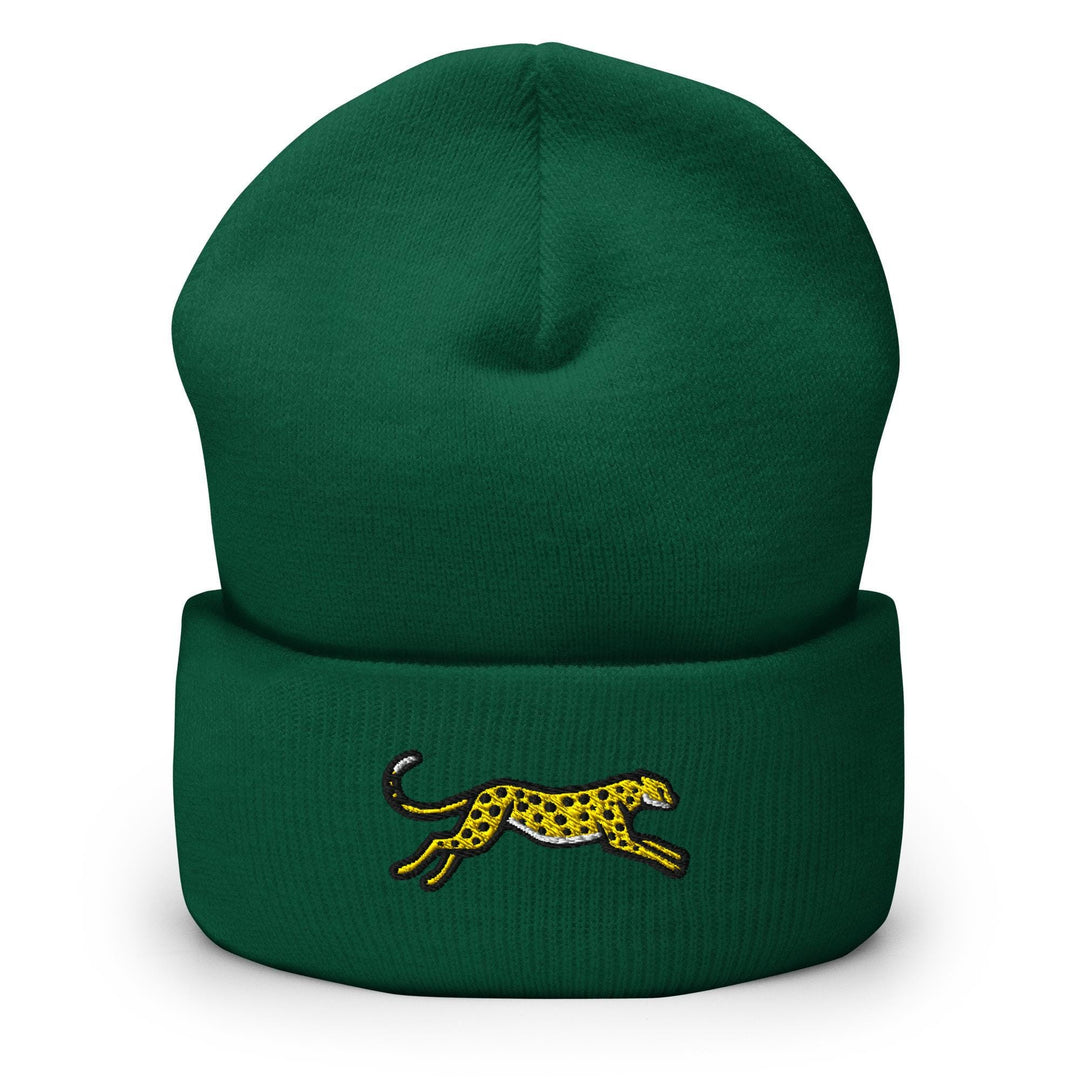 Cheetah Embroidered Cuffed Beanie: Cozy Unisex Winter Cap