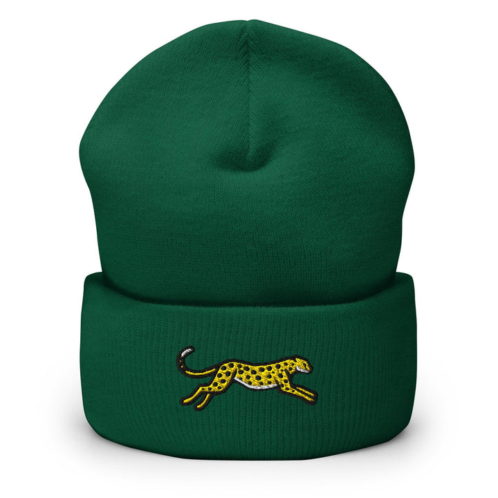 Cheetah Embroidered Cuffed Beanie: Cozy Unisex Winter Cap