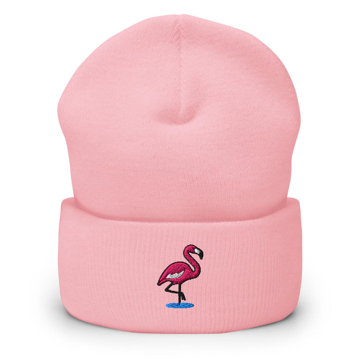 Flamingo in Water Embroidered Cuffed Beanie: Cozy Unisex Winter Cap
