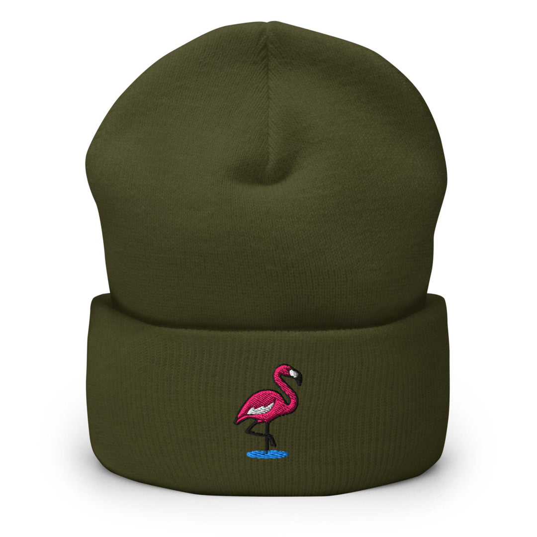Flamingo in Water Embroidered Cuffed Beanie: Cozy Unisex Winter Cap