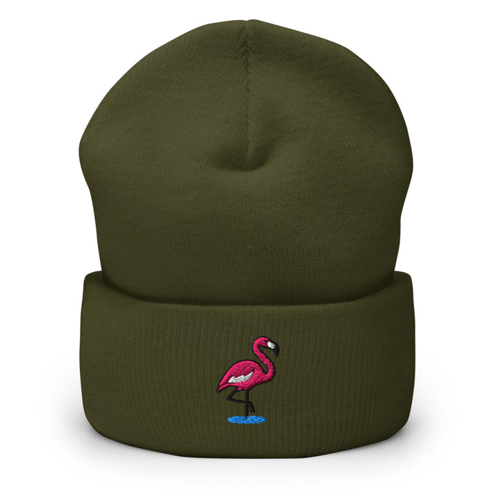 Flamingo in Water Embroidered Cuffed Beanie: Cozy Unisex Winter Cap