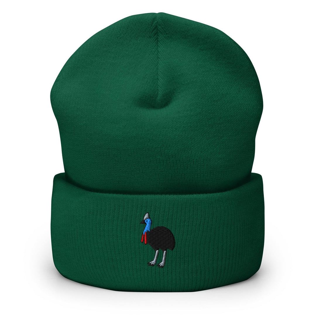 Southern Cassowary Embroidered Cuffed Beanie: Cozy Unisex Winter Cap