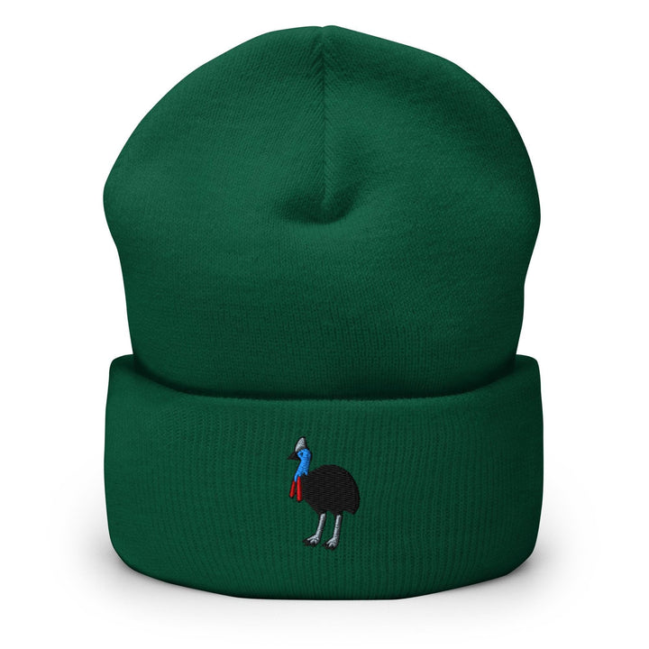 Southern Cassowary Embroidered Cuffed Beanie: Cozy Unisex Winter Cap