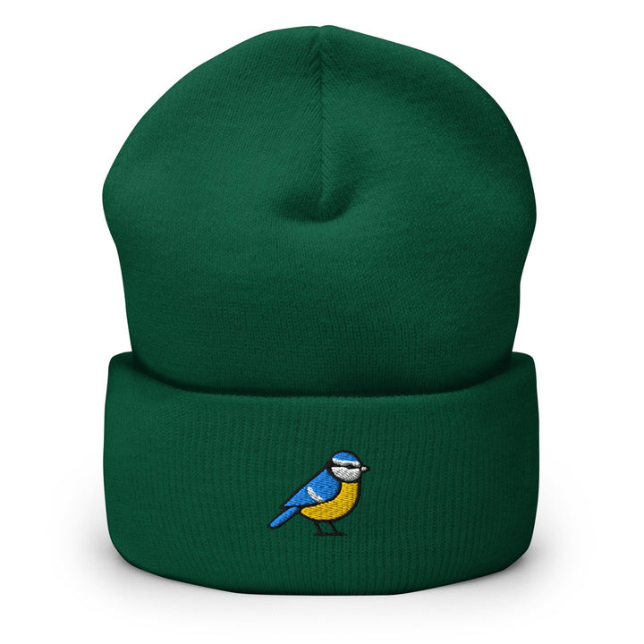 Eurasian Blue Tit Embroidered Cuffed Beanie: Cozy Unisex Winter Cap