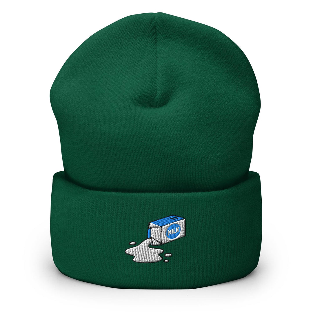 Spilled Milk Carton Embroidered Cuffed Beanie: Cozy Unisex Winter Cap