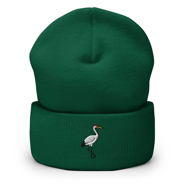 Crane Bird Embroidered Cuffed Beanie: Cozy Unisex Winter Cap