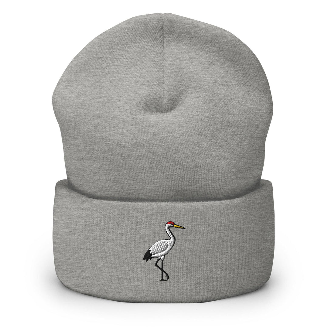 Crane Bird Embroidered Cuffed Beanie: Cozy Unisex Winter Cap