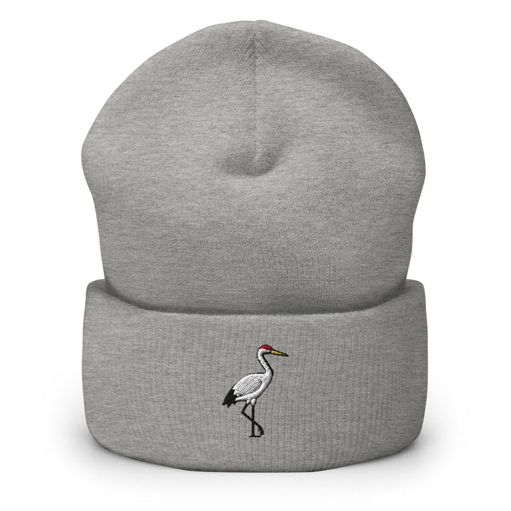 Crane Bird Embroidered Cuffed Beanie: Cozy Unisex Winter Cap